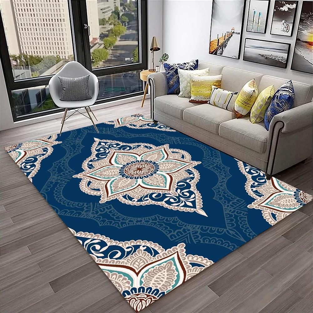 Persian Turkey Bohemian Flower Carpet Rug for Home Living Room Bedroom Sofa Doormat Kitchen Decor,Area Rug Non-slip Floor Mat