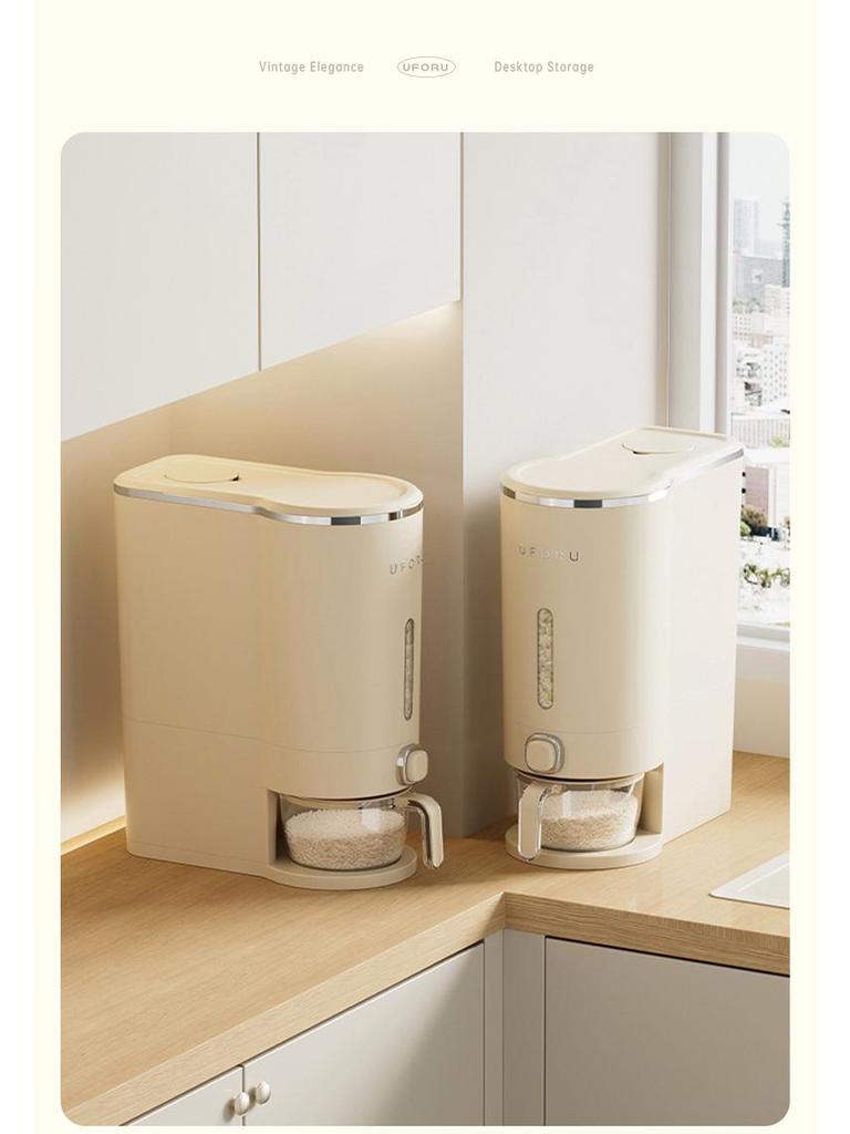 Milky White Rice Storage Container - Moisture & Insect-Proof, Food-Grade Sealed Bucket for Coarse Grains