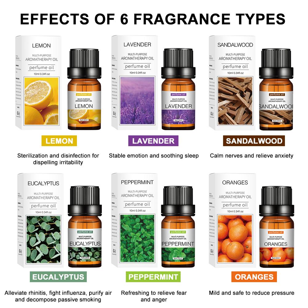 Water Soluble Essential Oil Set Aromatherapy TOP 6 Organic Blends for Diffuser Humidifier Perfume