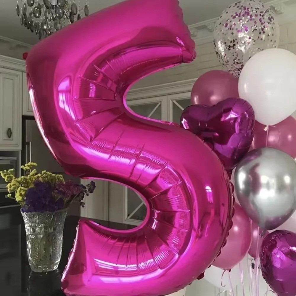 Romantic 40Inch Number Balloons 0-9 Pink Rose Anniversary Decoration Large Birthday Balloon Foil Balloons Girls Gift
