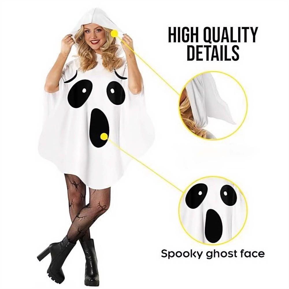 White Halloween Cloak Cape Fright Clothes Ghost Poncho Robe Funny Ghost Cosplay Costume  Men