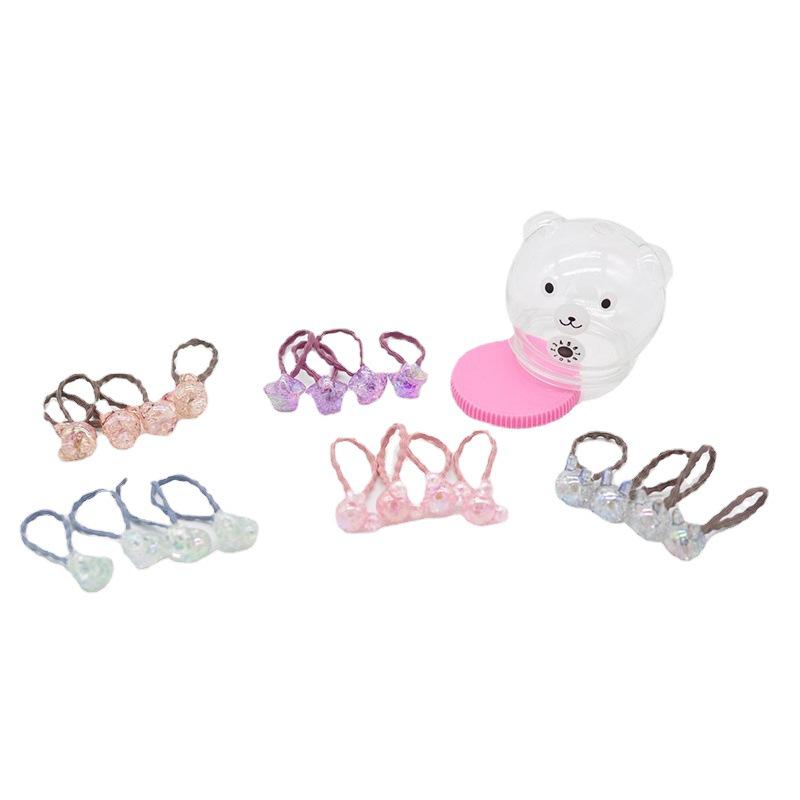Flashing Bear Hair Ties for Kindergarten Girls - Gentle, Colorful Rubber Bands