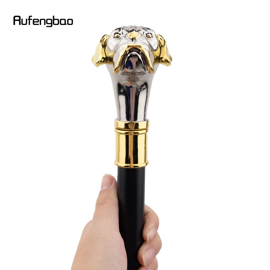 Golden Silver Dog Handle Luxury Pattern Pekingese Stick Party Fashion Walking Stick Decorative Cospaly Cane Knob Crosier 92cm