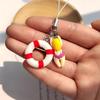 Cartoon Mini Summer Swim Ring Phone Chain Cute Resin Phone Lanyard Keyring Camera Pendant New Lovely Hanging Decoration