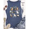 Elegant Vest for Women Multi-pattern cat and floral print casual loose summer tank top Fashionable and soothing cute pet-themed tops for commuting,
