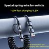 4 In 1 USB C To USB C And Lighting Coiled Charging Cable For Vehicle 100W Fast Charging & Data Transfer Safe Fast Charging