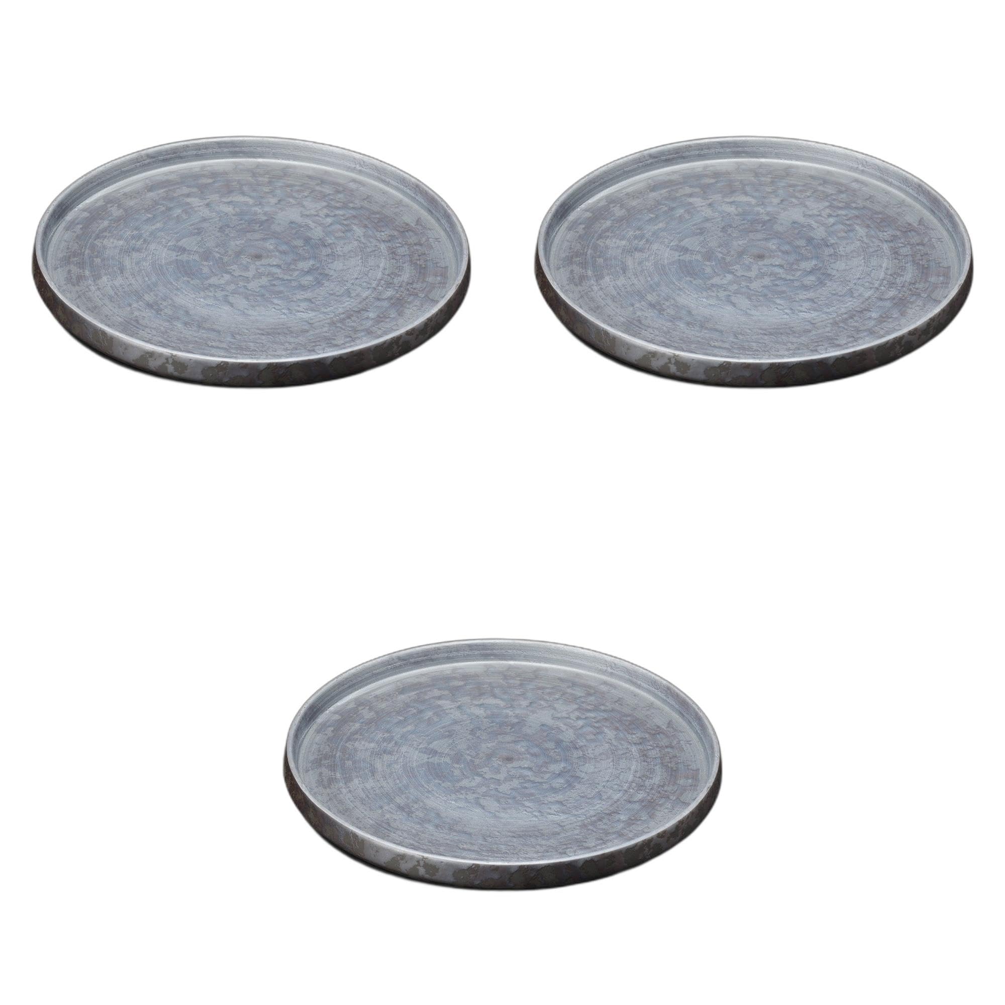 

Set of 3 Smoked Silver Plates 24cm Ceramic Serving Plates Setomonohonpo [24×2.1cm]