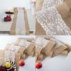 Vintage Look Tischläufer Rustikales Jute Hochzeit Feier Party Abenddekorationen Küche Spitze Tischdecke 30X108