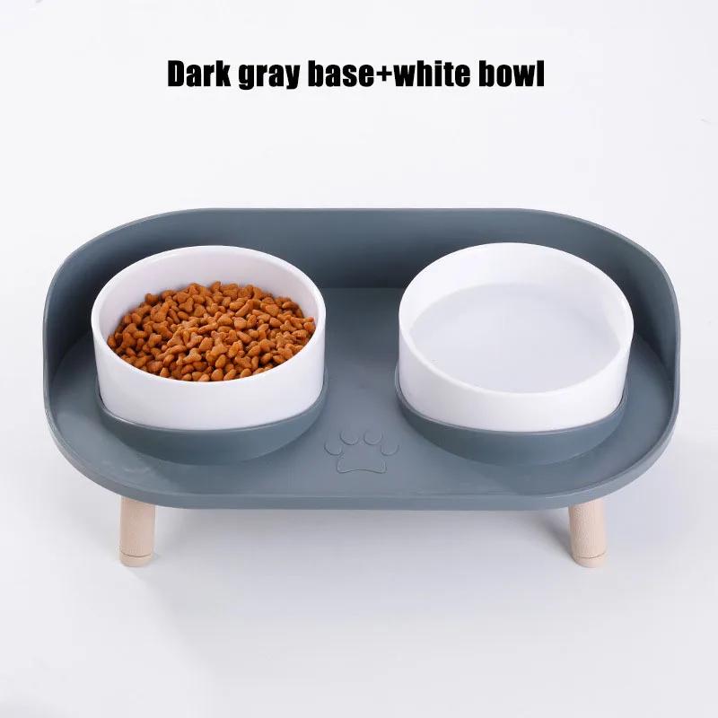 Cat Double Bowls Feeder Adjustable Height Pet Cats Drinker Water Bowl Elevated Feeding Kitten Supplies Food Feeders Dogs Dish