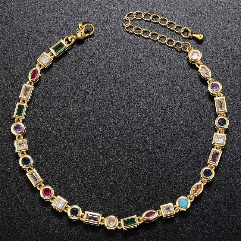 Wind Colored Diamond Bracelet Necklace Female, Simple Set Colored Diamond Irregular Geometric Bracelet Necklace Vl242