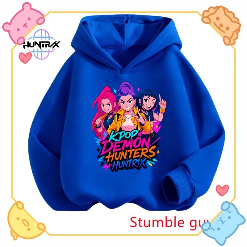 K-pop Demon Hunter Boy Hoodie for Kids Halloween Christmas Soft and Warm Fashion Anime Print Comfortable Pullover