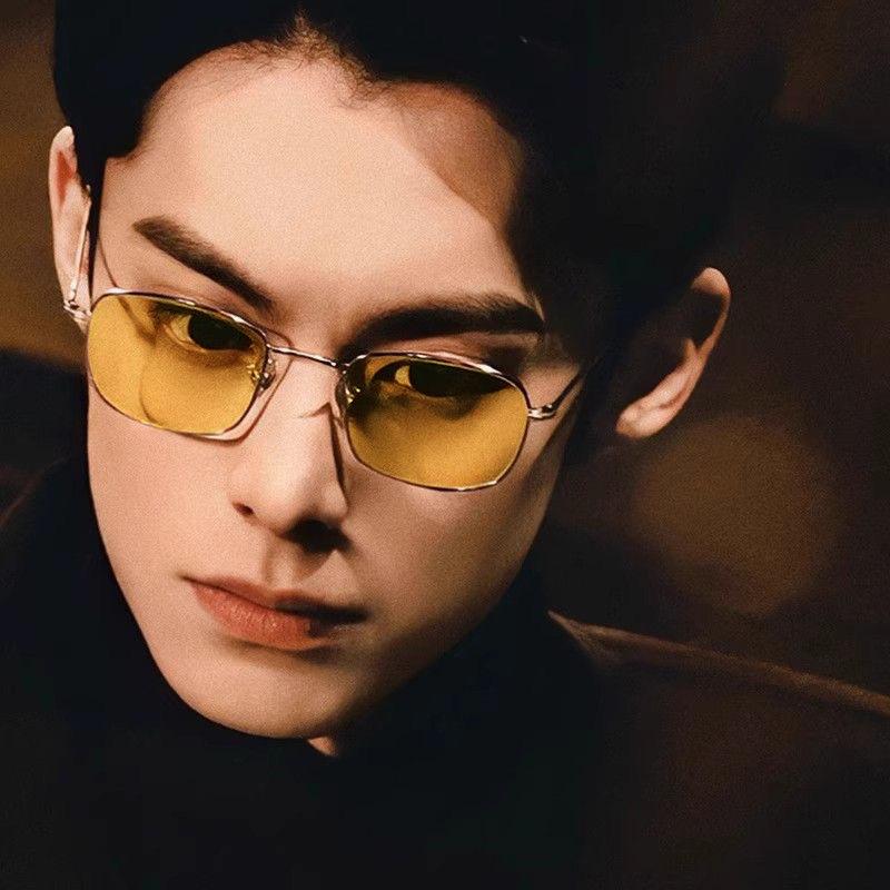 Photosensitive color-changing gold wire glasses frame night vision glasses Ruanshuai Sven square frame metal myopia glasses anti-blue flat glasses