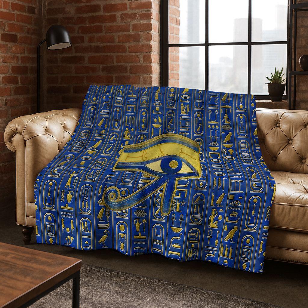Ancient Egyptian Hieroglyphic Symbols Carved Murals Flannel Blanket,Cozy Soft Throw Blanket for Home Bedroom Bed Sofa Cover Gift