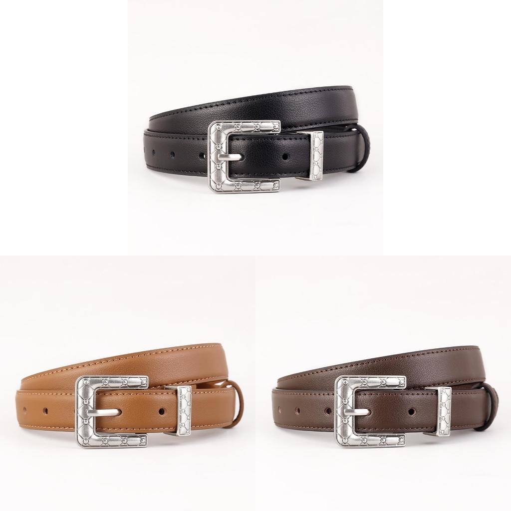 Genuine Leather Belt For Men With Silver Buckle Durable Twoply Cowhide For Casual And Formal Wear