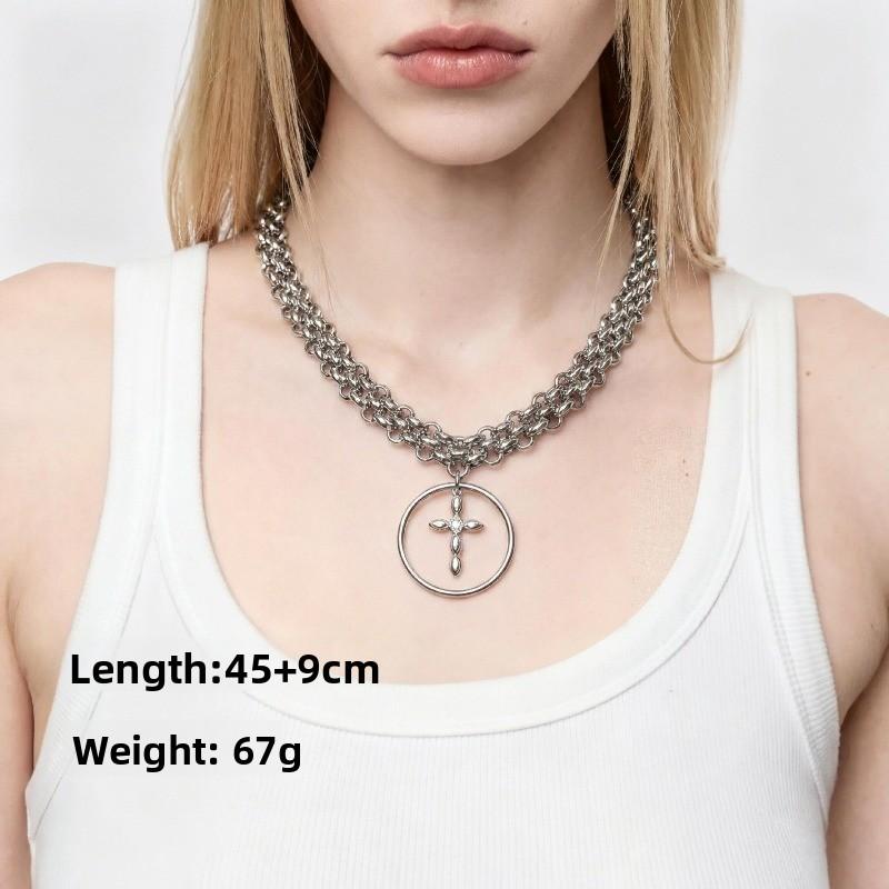 Meier Wide chain collarbone chain, cross necklace, male and female personality exaggerated heavy industry Yabi accessories