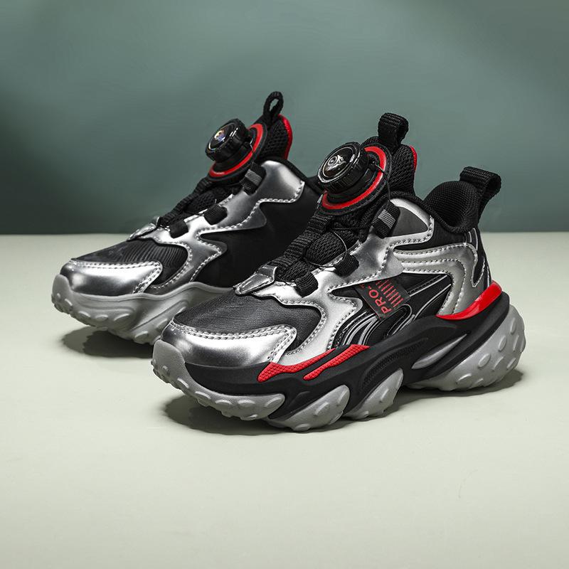 Children's Non-Slip Leather Basketball Shoes with Thick Sole and Breathable Design