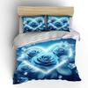 3pcs Blue Roses with Heart Halo Print Bedding Set 1 Duvet Cover 2 Pillowcases for Adult and Children Luxury Gift Full Size