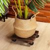 Wood Thick Movable Flower Stand Flower Holder Bonsai Flower Pot Tray Roller Base Stand With Universal Wheels Flowers Pot Base