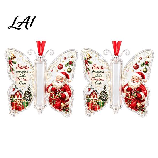 Decorative Ornaments for Parties Butterfly Cash Gift Ornament Christmas Money Holder Hanging Decor with Holiday Decorations Festive Print,