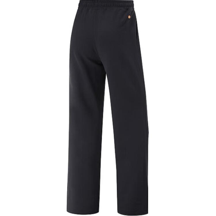 Li-Ning Comfortable Simple Straight Leg Lace-Up Solid Color Casual Pants Women Bottoms Black AKLU110-1