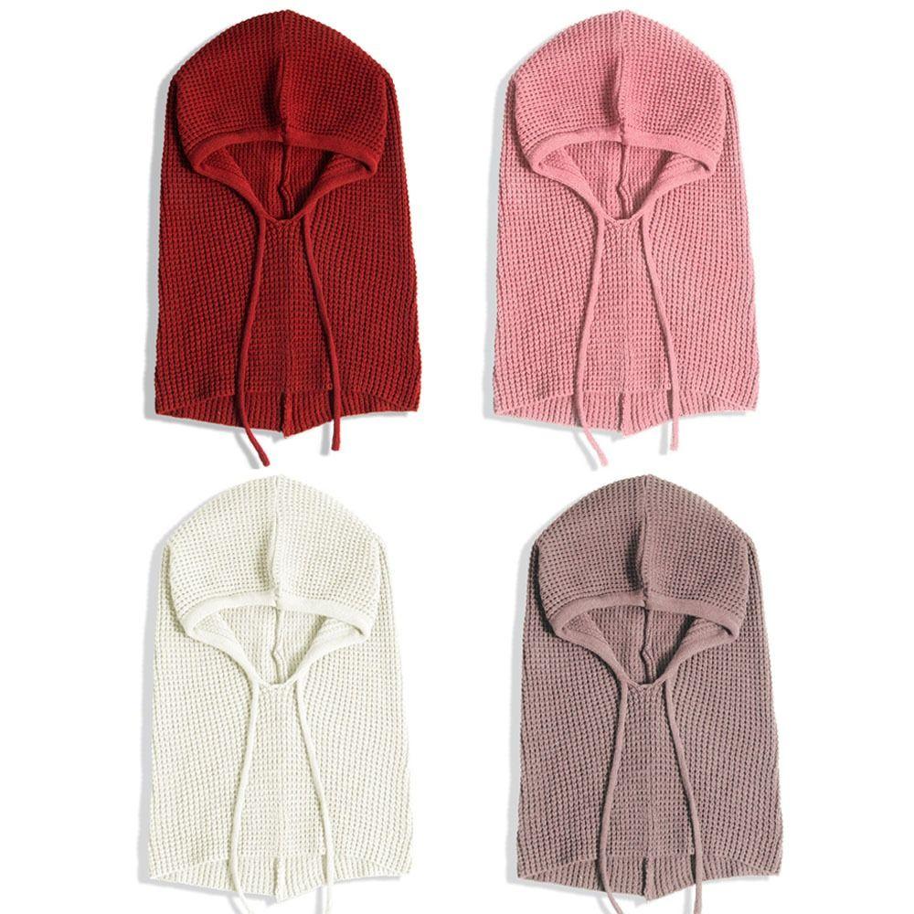 Thick Knit Knitted Balaclava Hat One-Piece Design Hooded Beanie Warm Ski Snow Hat For Women Man