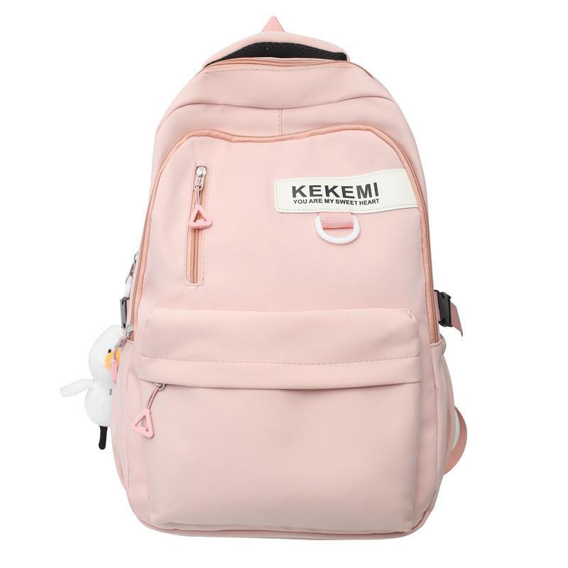Large Capacity Nylon College Style Backpack For Men And Women High School Students Couples White