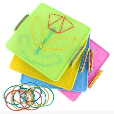 Montessori Baby Kreatives Spielzeug Grafik Gummi Krawatte Nagelbretter Kindheit Geometrie Bildung Vorschulkinder Puzzle Spielzeug 14cm