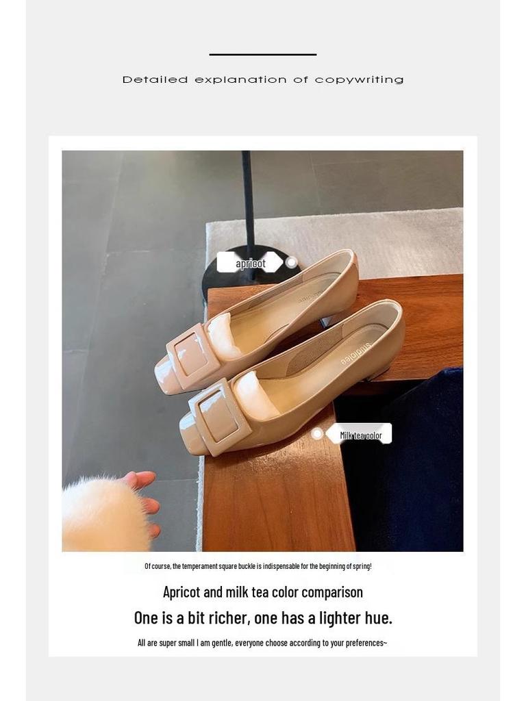 Grape Mom Studiolee~ Elegant Chunky Heel Square Toe Shoes for Spring