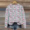 Women's Christmas Printed Casual Fashion Long Sleeve Round Neck Pullover Top