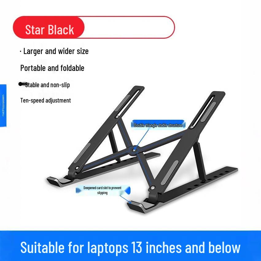 Aluminum Alloy Foldable Laptop Stand with Cooling and Adjustable Height.