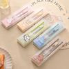 Stainless Steel Cutlery Set Portable Spoon Chopstick with Box Travelling Student Dinnerware Set Cute Cartoon Animal Pattern