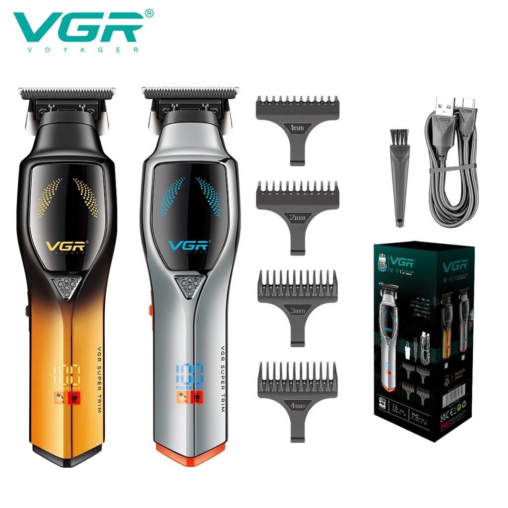 2026 Original VGR Professional Cordless Electric Men's Shaving Gradient Intelligent Digital Display Push Clipper Carved Clipper Oil Head Clipper V-187
