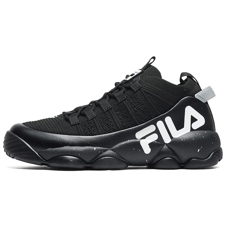 Fila Spaghetti Synthetic Leather Fabric TPU Comfortable Low-Top Retro Basketball Shoes Women Sneakers Black F12W014115FBK
