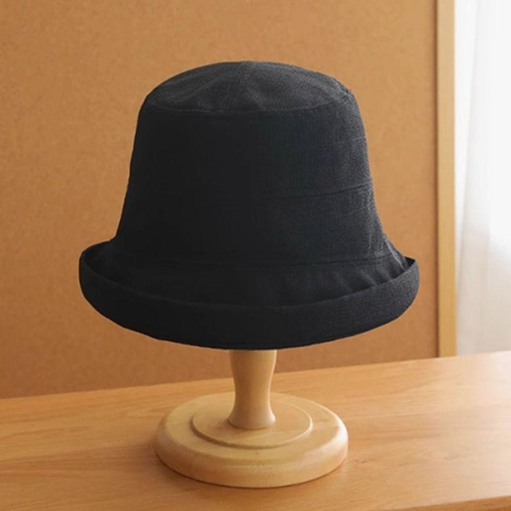 Roll Rim Fisherman Hat Linen Fedora Hat Casual Sunshade Hat  Outdoor Sports