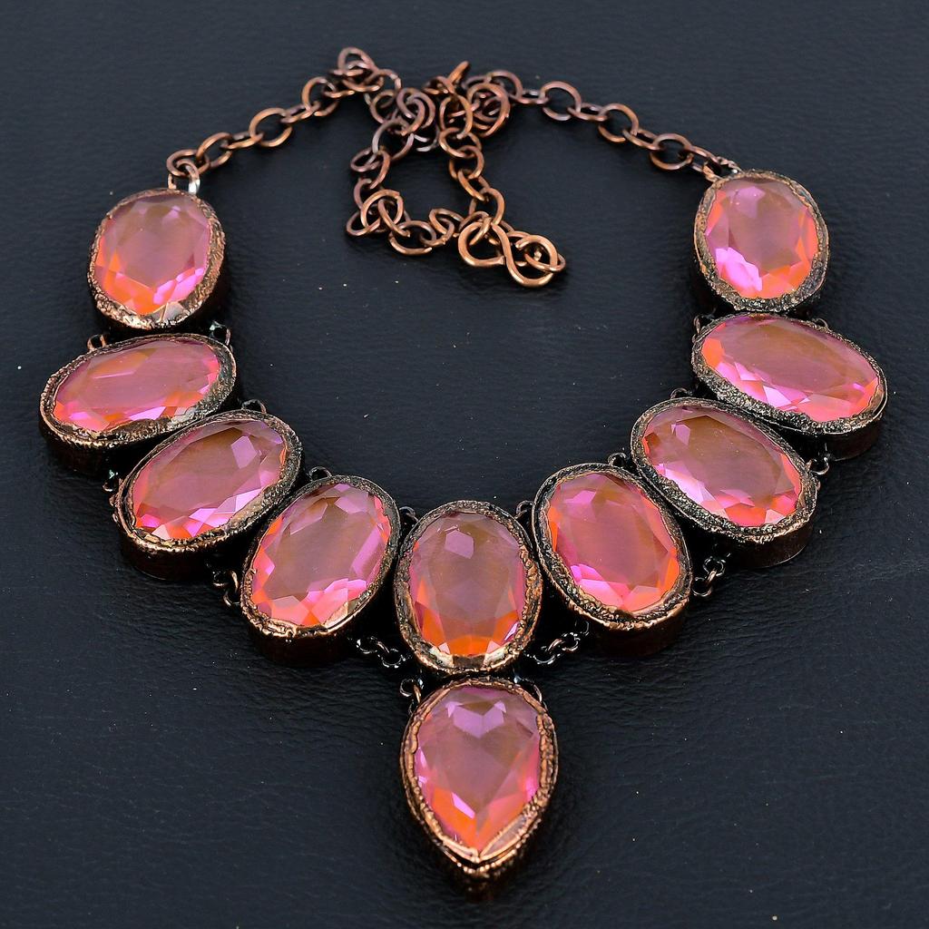 Pink Kunzite Necklace, Copper Electroformed Gemstone Jewelry, Handmade Necklace Amazing Jewelry, Gift For Her