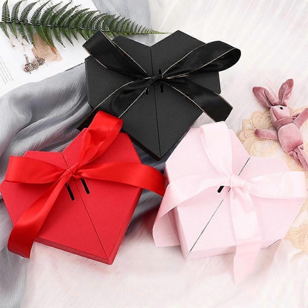 Red Heart Gift Box with Bow, Valentine's Day, Anniversary, Wedding Decor, Surprise Present Packaging