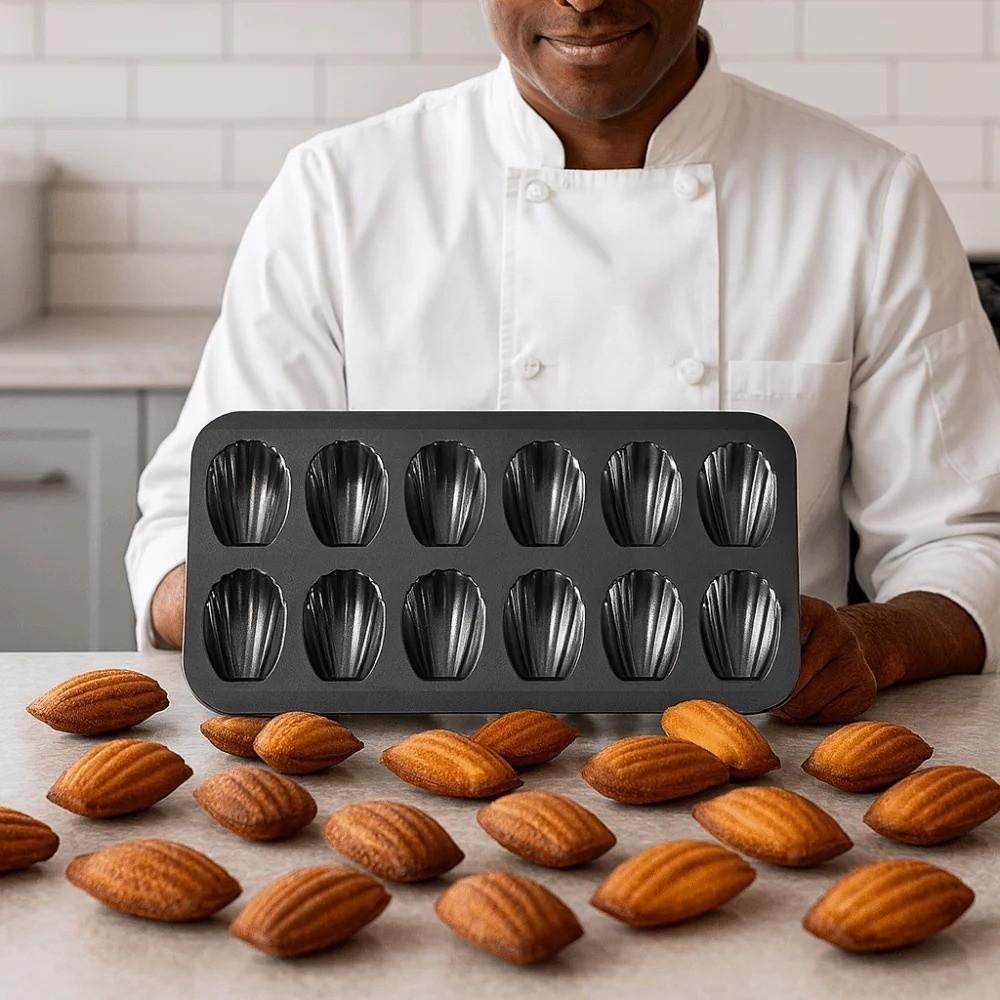 Carbon Steel Baking Pan 12 Cup Madeleine Tray Easy To Demold Baking Tool Oven Bakeware