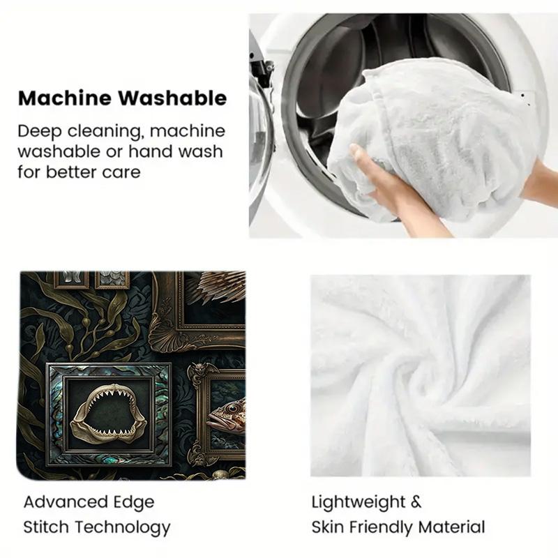 Marine Life Collage 2D Flat Pattern Flannel Blanket, High quality All Seasons, Home Decor, Warmth and Comfort, Perfect for Christmas Gifts.