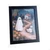 Halloween Art Print Decor 9x6.9 inch Spooky Scary Home Painting Picture for Shelf Bathroom