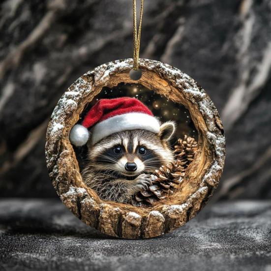 Animal Christmas Ornament 2D Flat Forest Animal Xmas Tree Ornament Acrylic Hanging Woodland Pendant for Garden Tree Home Decor