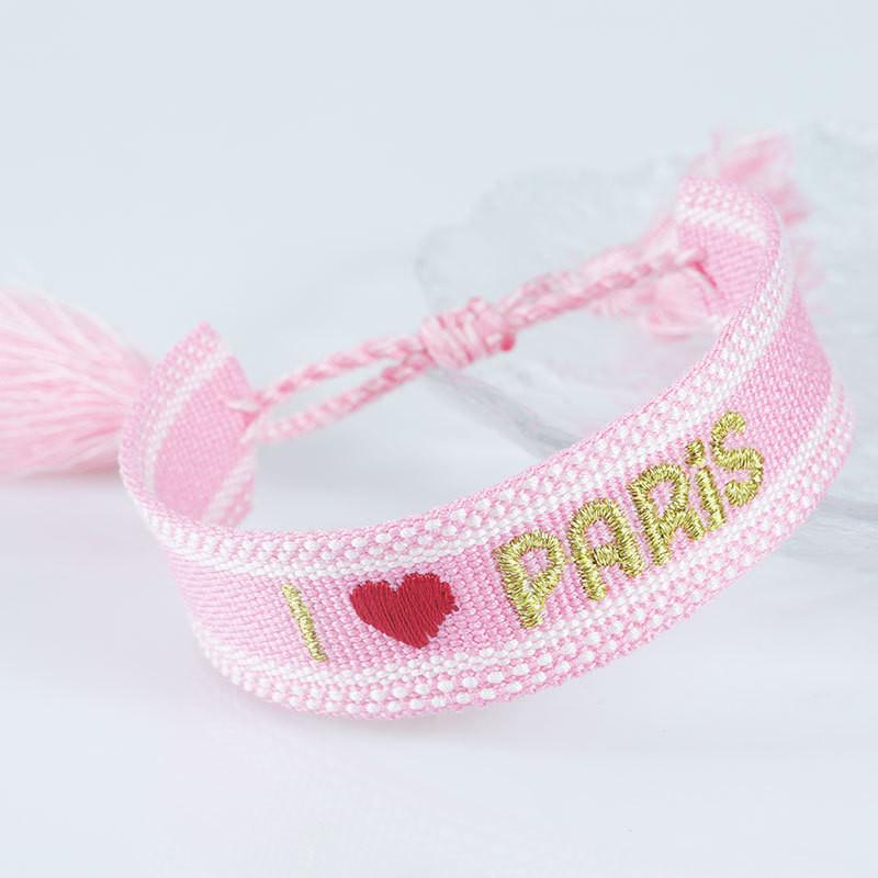 Sports Meeting Paris Couple Webbing Bracelet Embroidery Multicolour Pattern