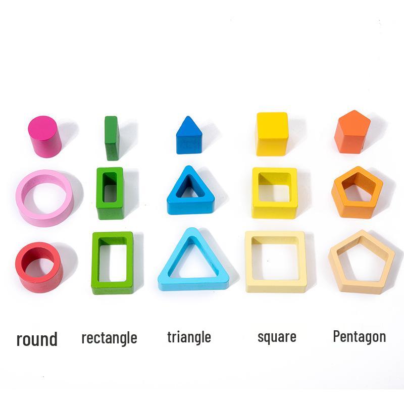 Geometrische Formen Holzbausteine Set: Frühe Entwicklung Kleinkind Lernspielzeug