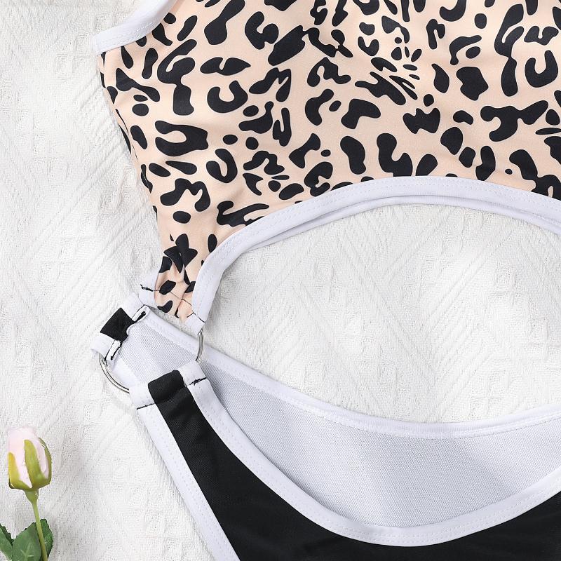 Dámské plavky s leopardím potiskem, výstřih do U, pas dutý, sexy jednodílné plavky v bikinách