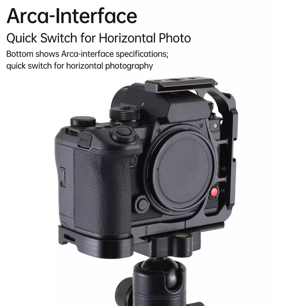 Half Camera Cage Fit for Lumix S1R II S1 II S1 IIE with Arca Plate 1 4 3 8 Threads for Tripod Stabilizer