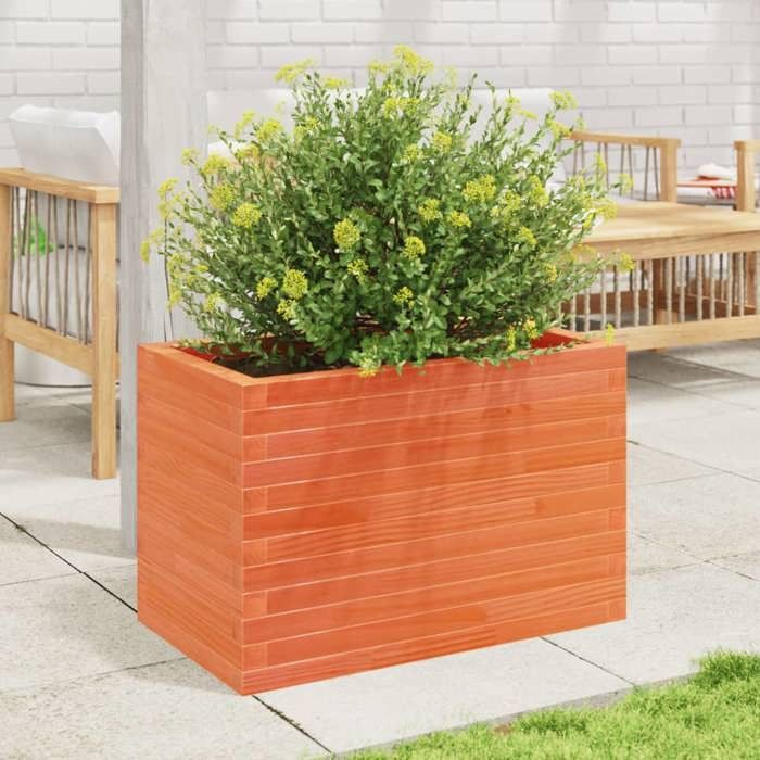 VidaXL Jardinière cire marron 70x40x45,5 cm bois de pin massif, jardinière d'extérieur, bac à fleurs, boîte à plantes, 847265