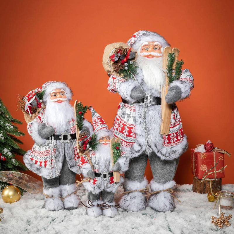 1 pc White Plush Santa Claus Decoration Christmas Doll Decora