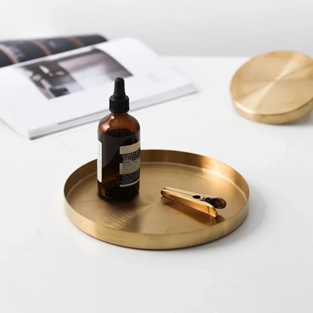 Stainless Steel Metal Decorative Trays 12.5/20/30cm Jewelry Display Plate  for Desktop