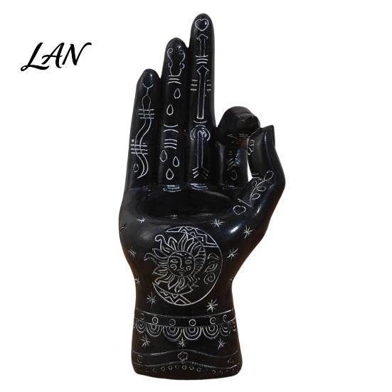 Gothic Home Ornament Palmistry Hand Incense Holder, Resin Statue, Decorative Spooky Halloween Table Decor Stick Ancient Mystical Palm Sculpture