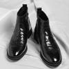Leather Boots Men's New Business Casual High Top Leather Shoes British Chelsea Boots Side Zipper Velvet Short Boots Men's