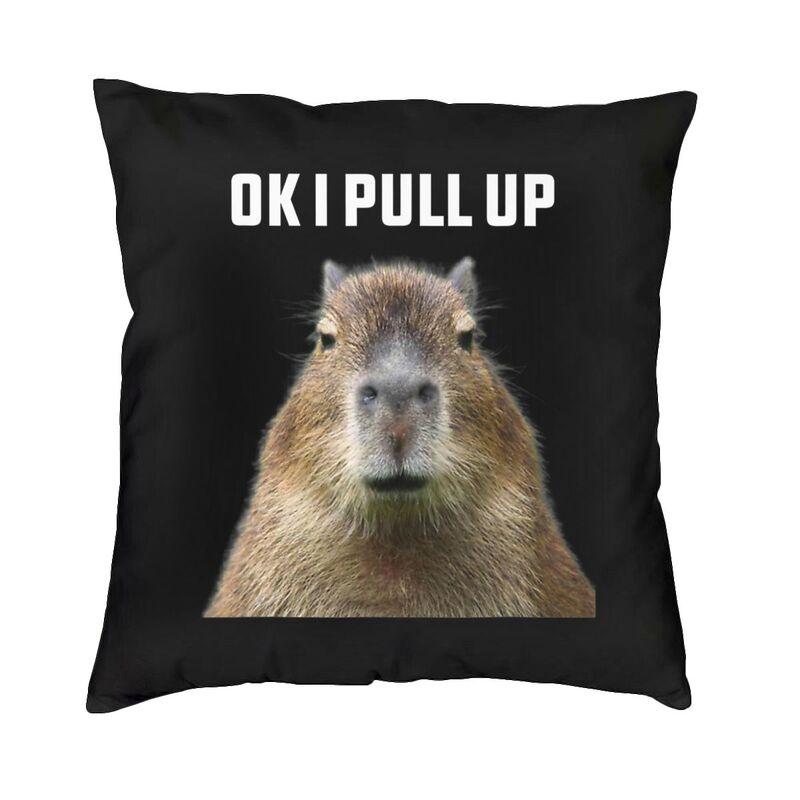 Doodle Plants Capybaras Pillow Case 40X40Cm Living Room Decoration Kawaii Wild Animals Cushions For Sofa Square Pillowcase